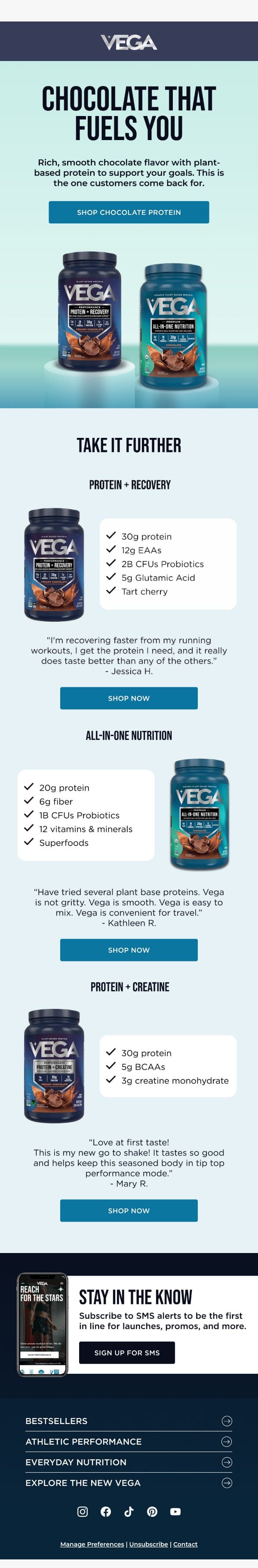 Our bestselling flavor, for a reason email from Vega screenshot