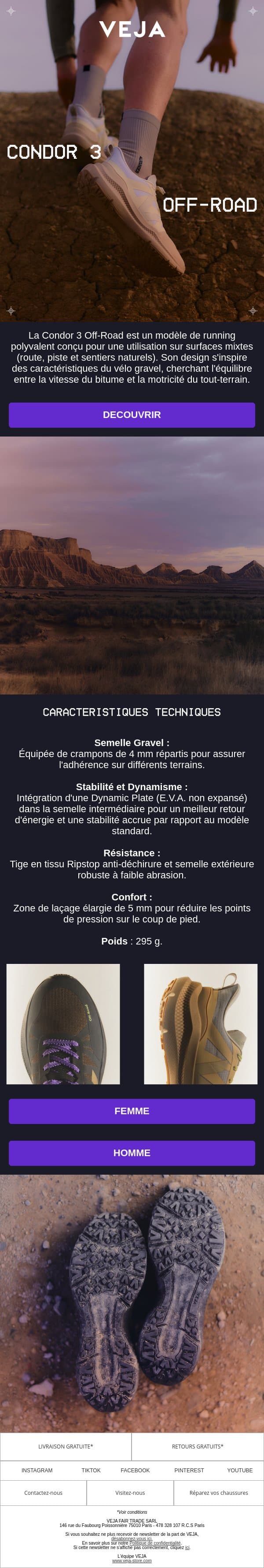 Condor 3 Off-Road email from Veja screenshot