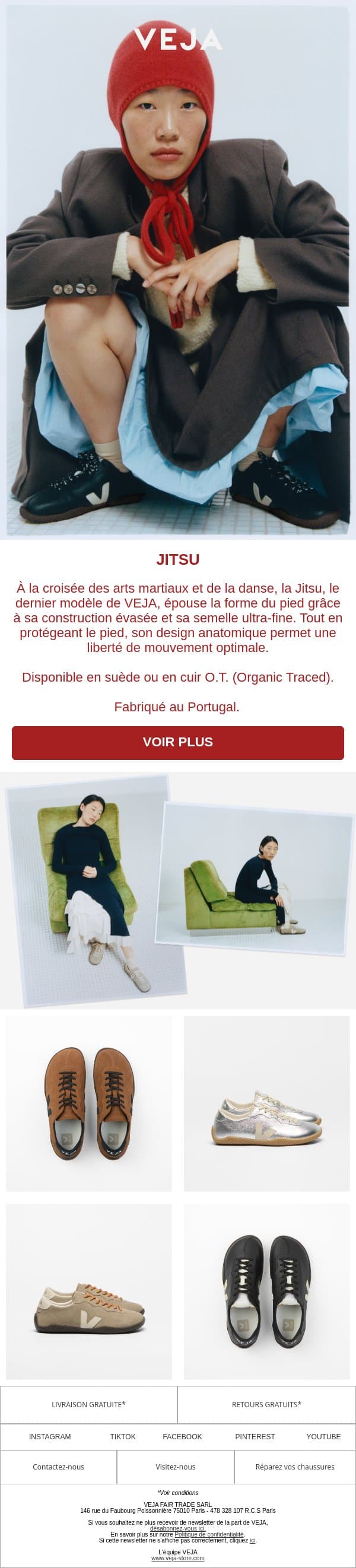 Découvrez la chaussure barefoot Jitsu email from Veja screenshot