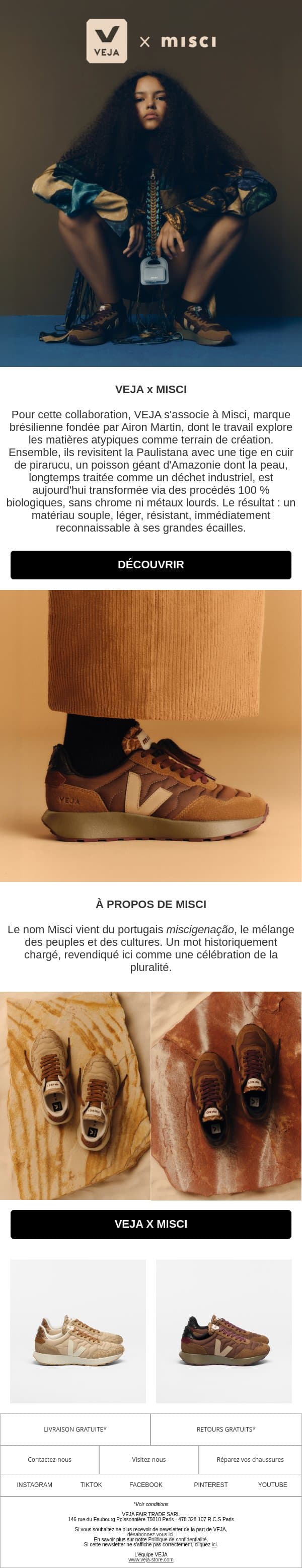 VEJA x MISCI email from Veja screenshot