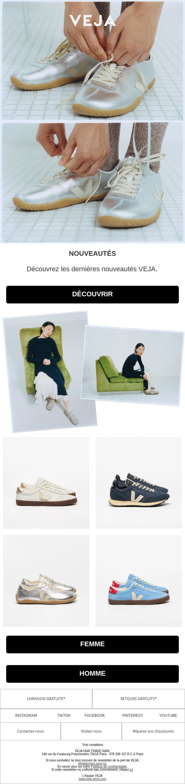Nouveautés email from Veja screenshot
