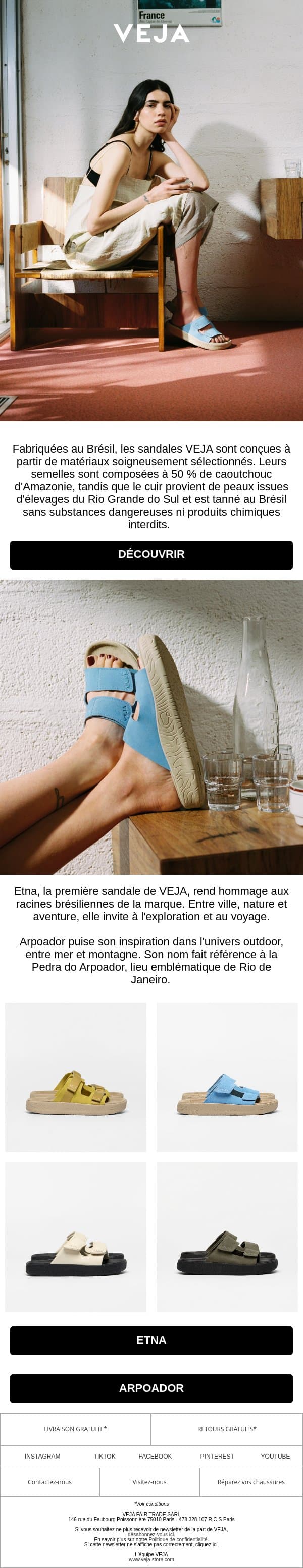SANDALES email from Veja screenshot