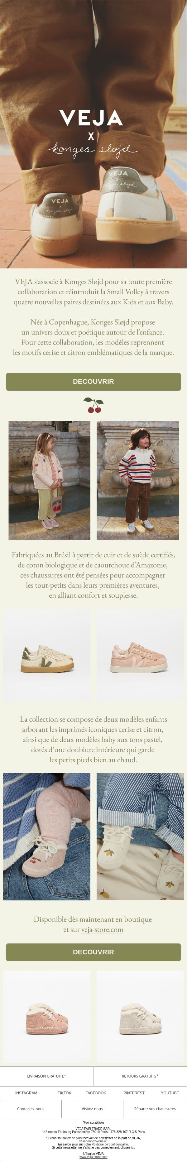 VEJA X Konges Sløjd email from Veja screenshot