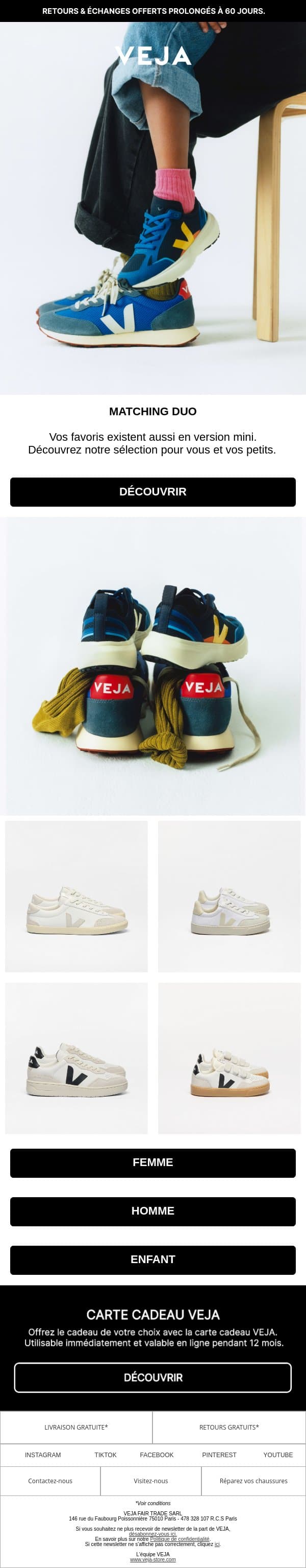 Matching duo email from Veja screenshot