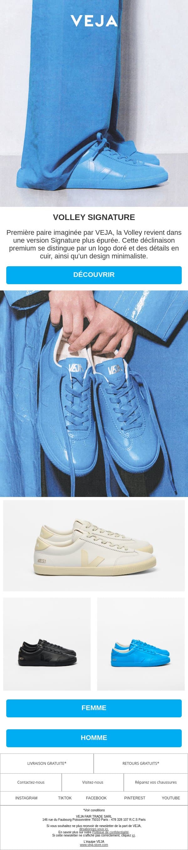 Découvrez la Volley Signature email from Veja screenshot