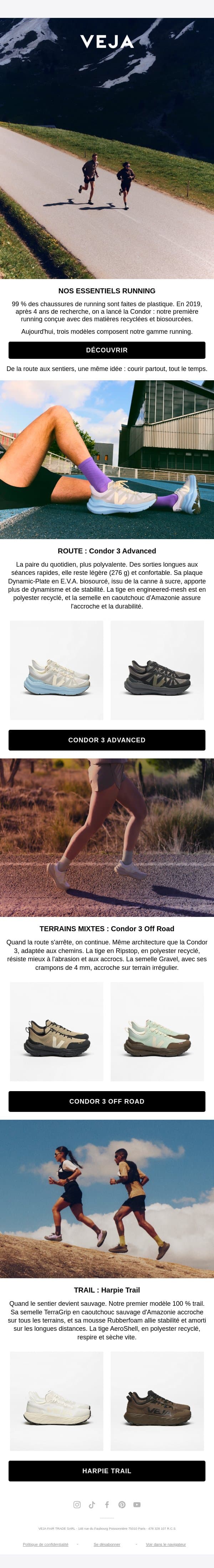 Nos essentiels Running email from Veja screenshot