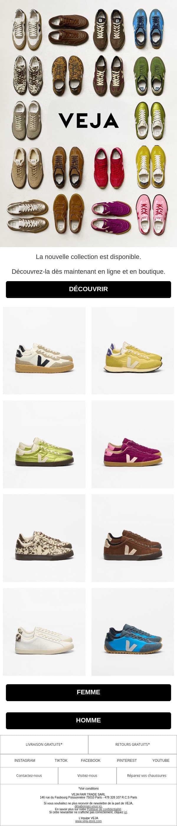 Découvrez la nouvelle collection email from Veja screenshot