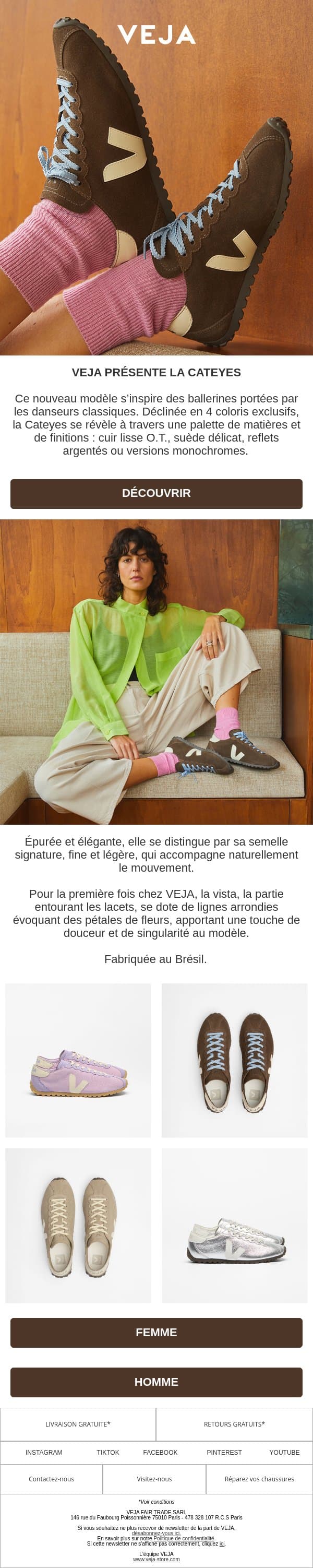 Nouveauté: Cateyes email from Veja screenshot