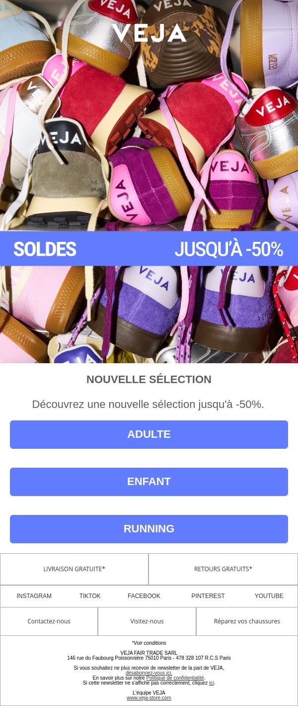 Soldes: Nouvelle sélection email from Veja screenshot
