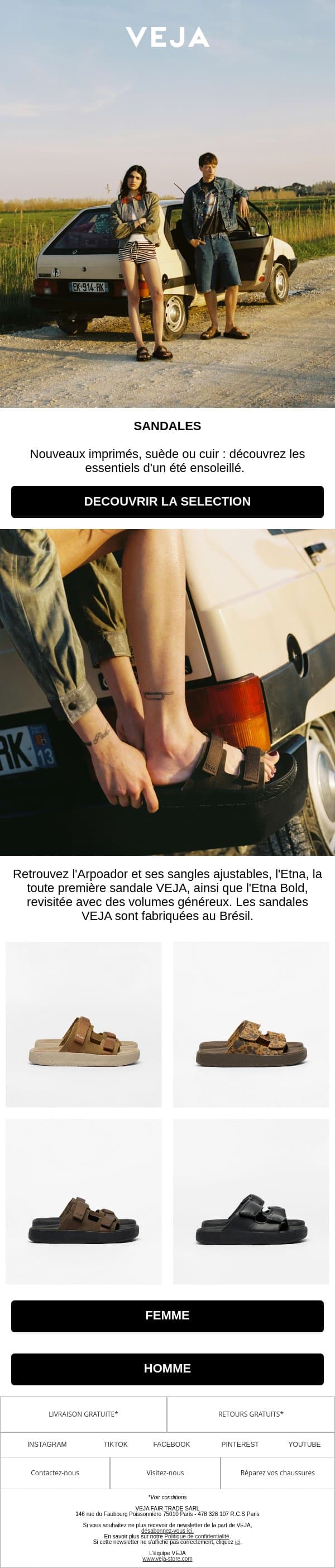 Essentiels d’été email from Veja screenshot