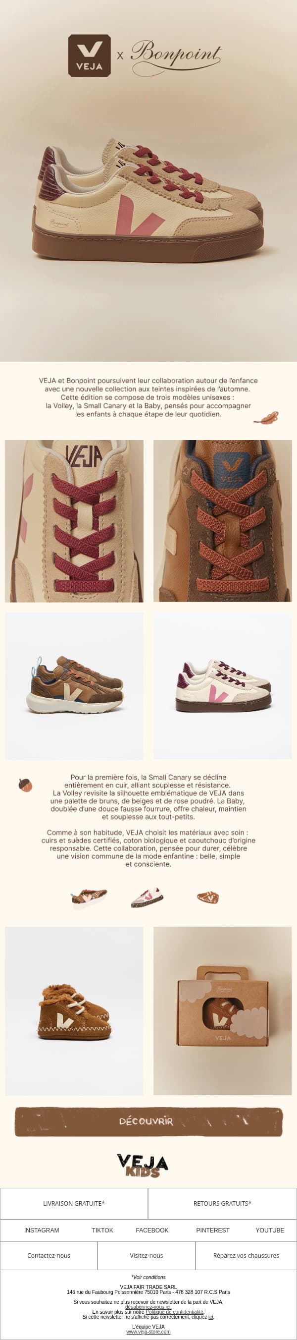 VEJA x Bonpoint email from Veja screenshot