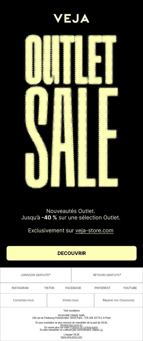 OUTLET : Nouveautés email from Veja screenshot