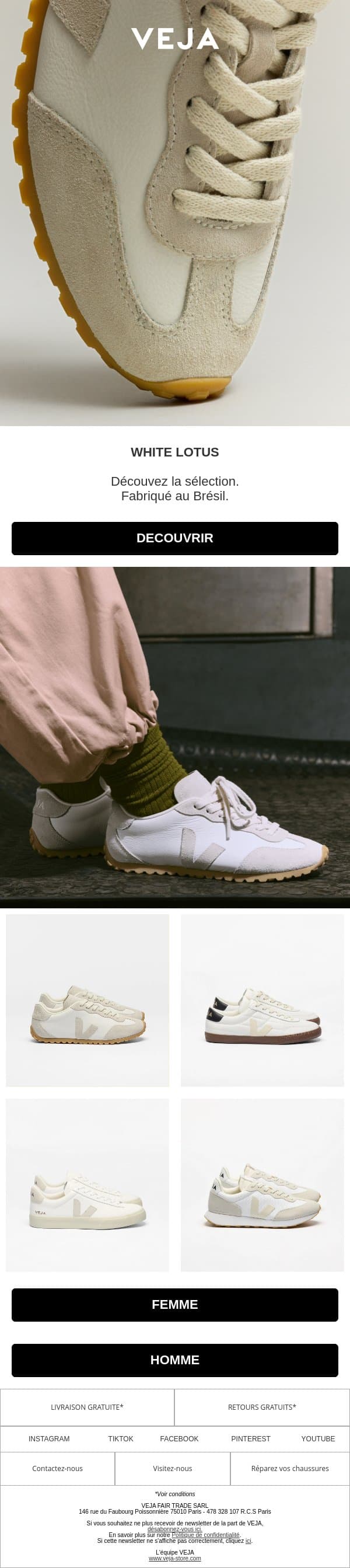 White Lotus email from Veja screenshot