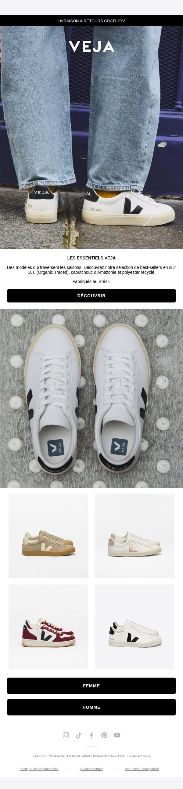 Les essentiels VEJA email from Veja screenshot