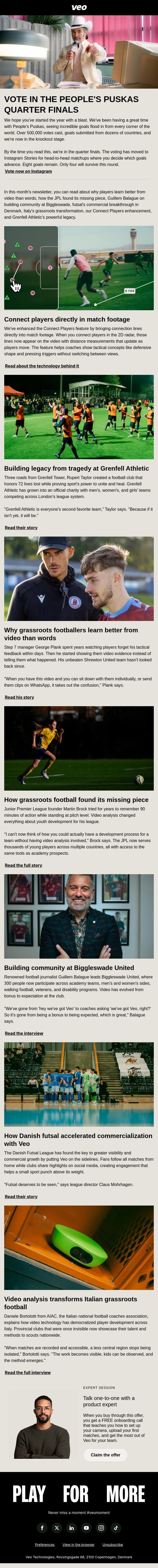 What Guillem Balague discovered leading a grassroots club email from Veo screenshot