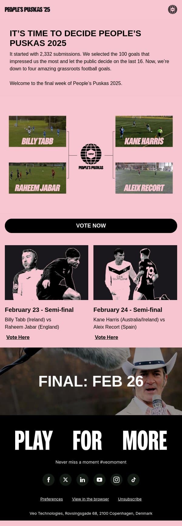 Time to Decide email from Veo screenshot