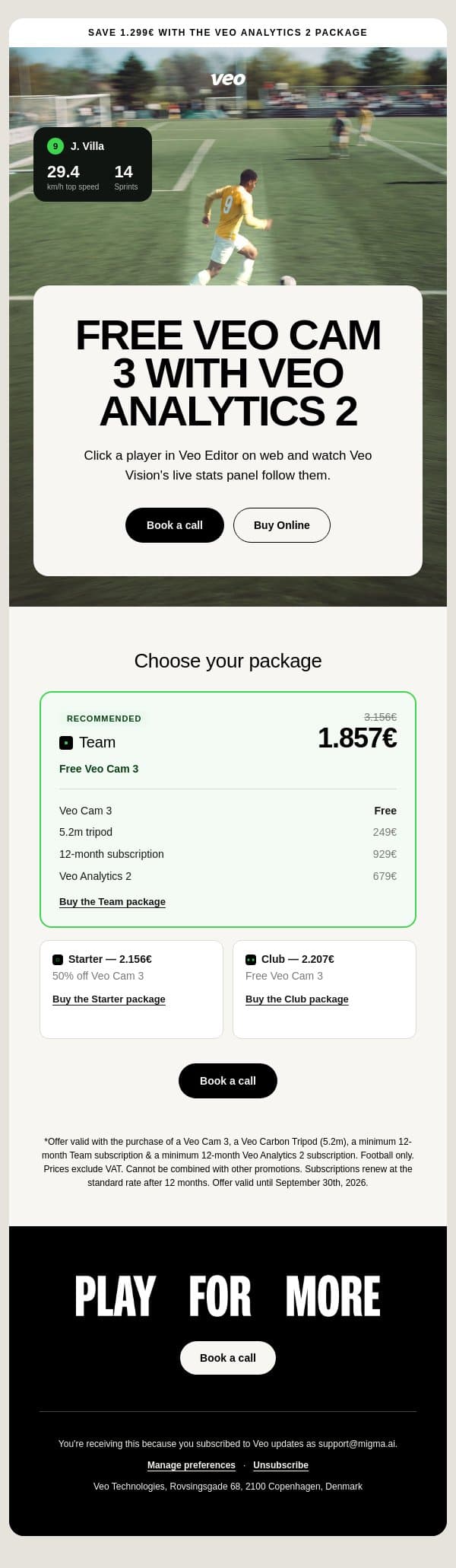Veo Vision: see every player's top speed email from Veo screenshot