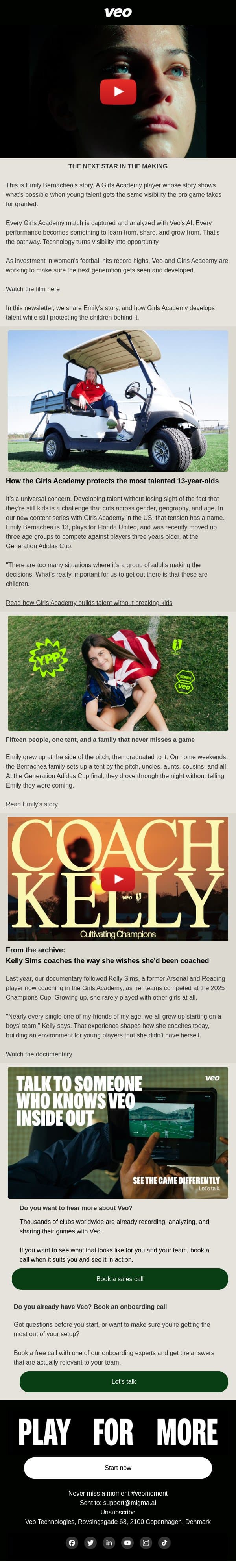 The Next Star in the Making email from Veo screenshot