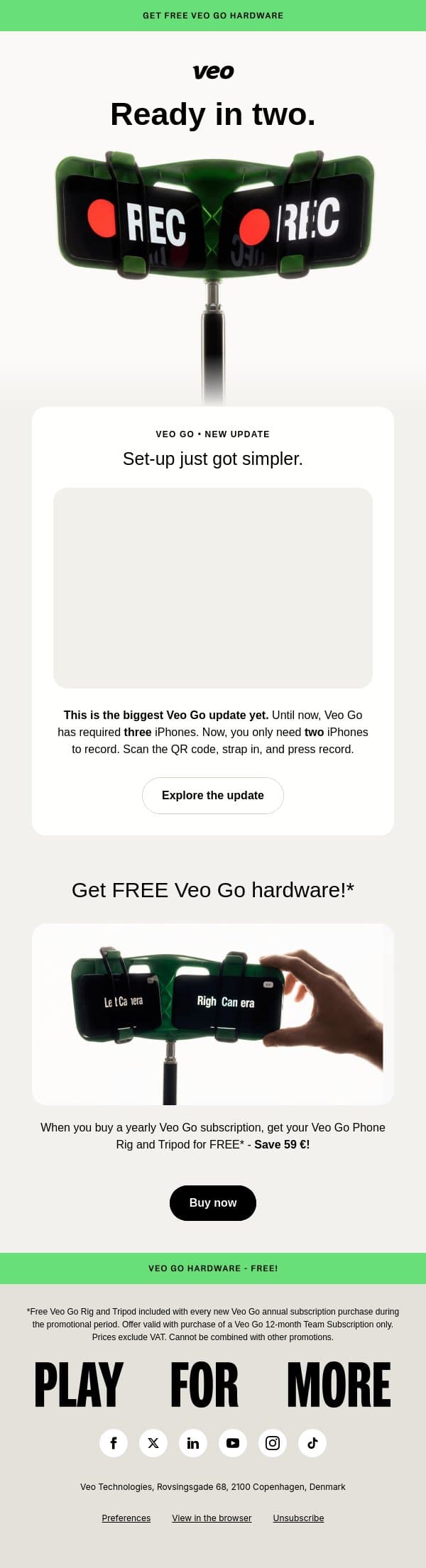 Get free Veo Go hardware email from Veo screenshot