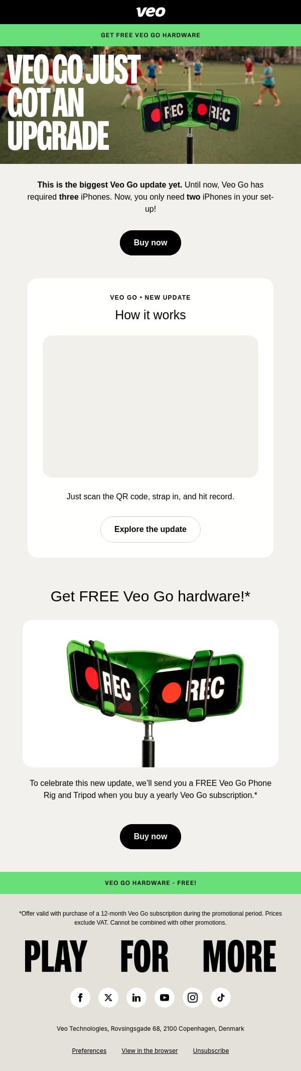Veo Go just got an upgrade. Here's how it works. email from Veo screenshot
