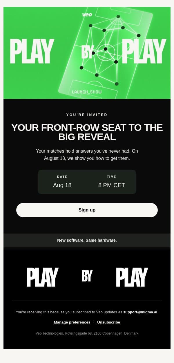 Invite: Play by Play email from Veo screenshot