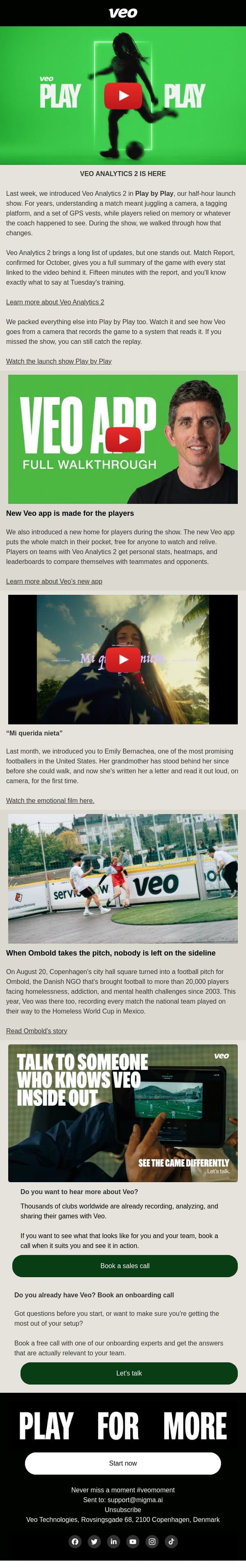 Launches and Letters email from Veo screenshot