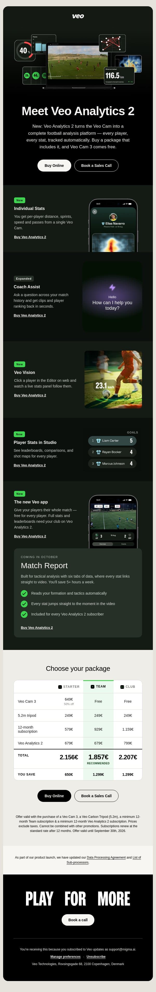 Meet Veo Analytics 2 email from Veo screenshot