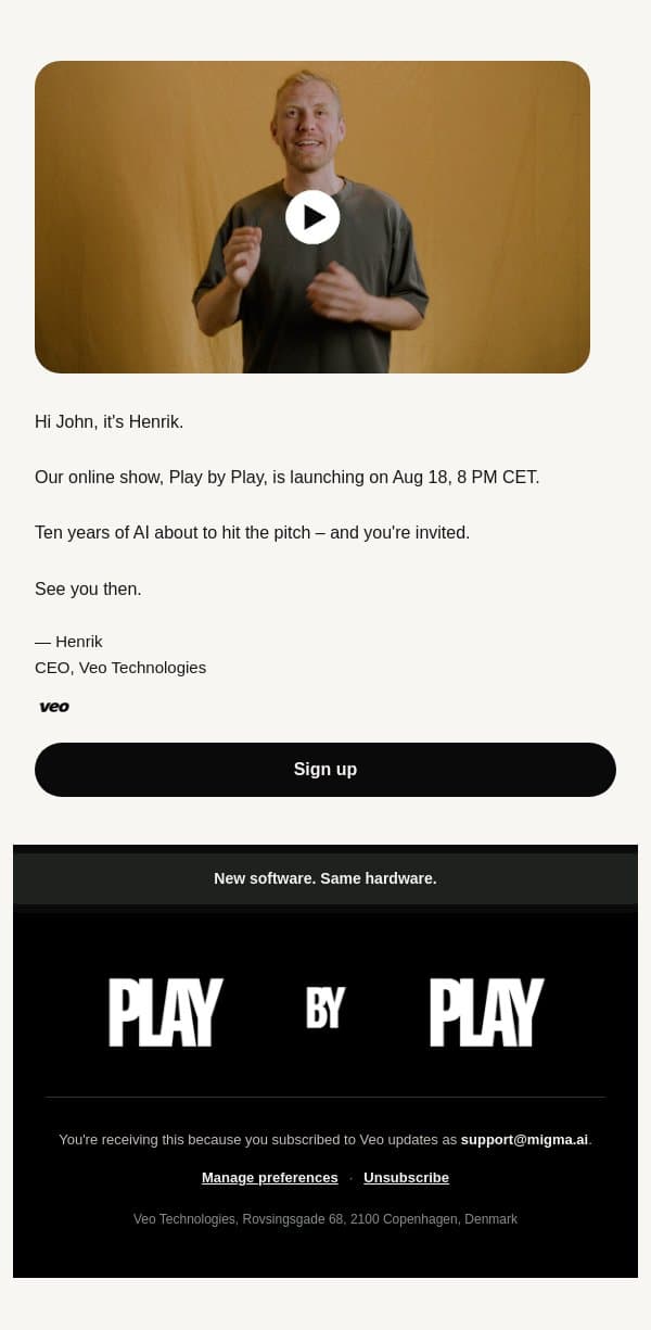 Where Veo goes next email from Veo screenshot