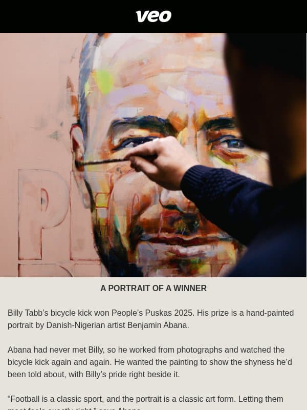 Portrait of a winner email from Veo