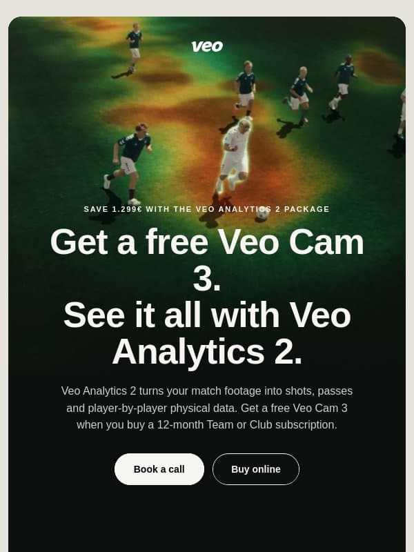 Veo Analytics 2 package: Free Veo Cam 3 email from Veo