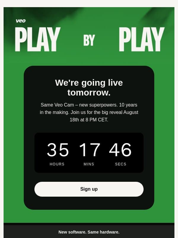 Tomorrow's the day. Have you set a reminder? email from Veo