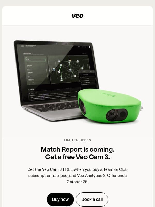 Get started with a free Veo Cam 3 email from Veo