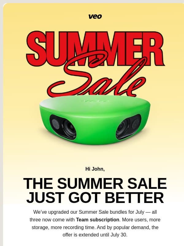The Summer Sale just got better email from Veo