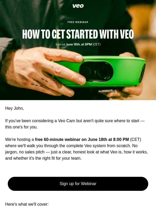 Free webinar: How to get started with Veo email from Veo