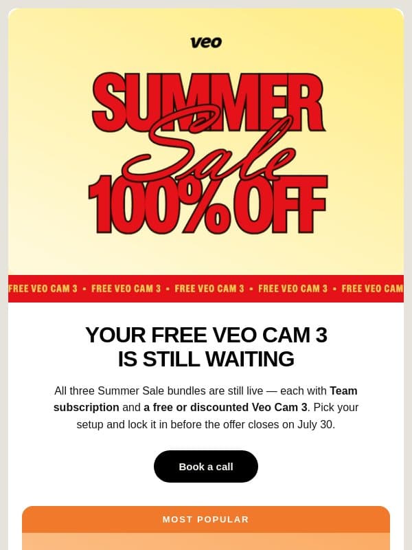Your free Veo Cam 3 is still waiting email from Veo