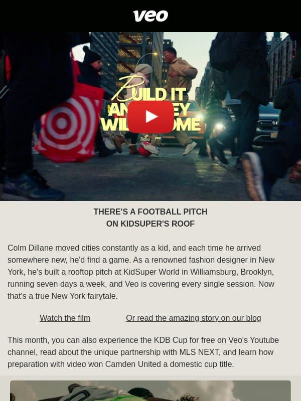 Kevin De Bruyne Cup returns email from Veo