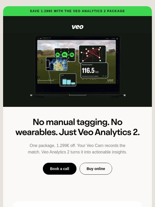 Video, match stats and physical data in one place email from Veo