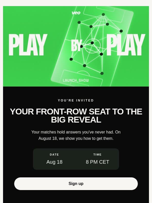 Invite: Play by Play email from Veo