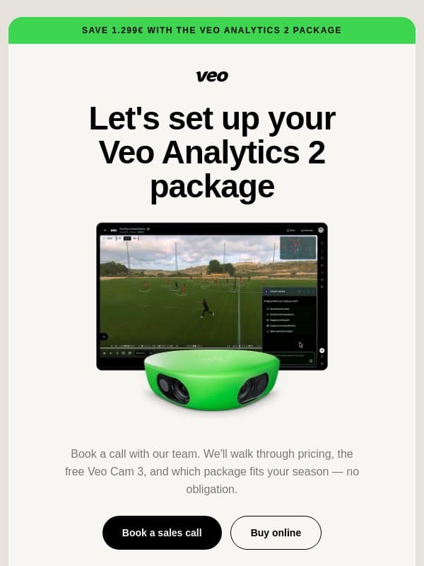 Let's talk about your Veo Analytics 2 offer email from Veo