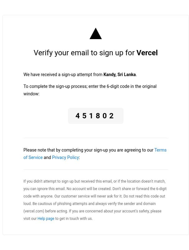 451802 - Vercel Sign-up Verification email from Vercel screenshot