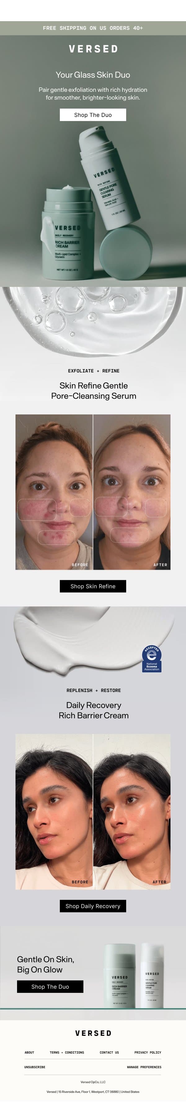 The Secret To Glass-Looking Skin email from Versed screenshot