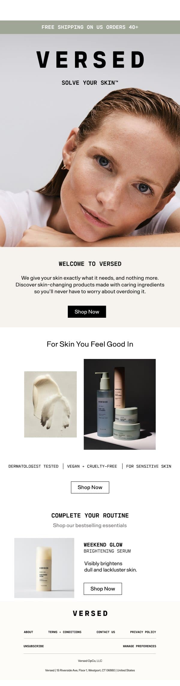 Welcome To Versed email from Versed screenshot
