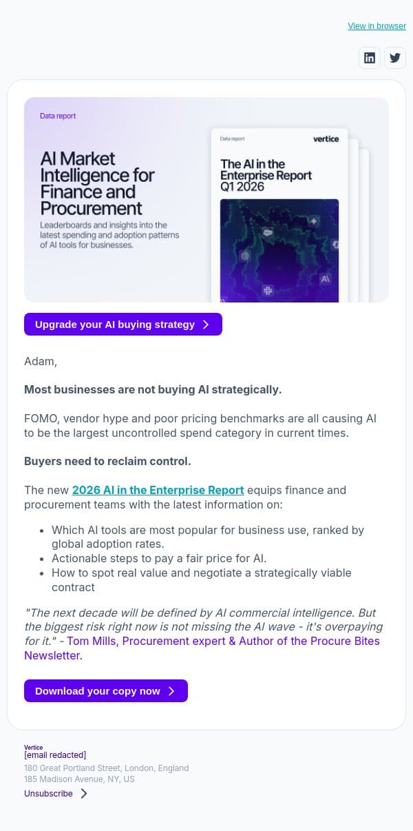 Adam - 6 commercial patterns you need to know about AI email from Vertice screenshot