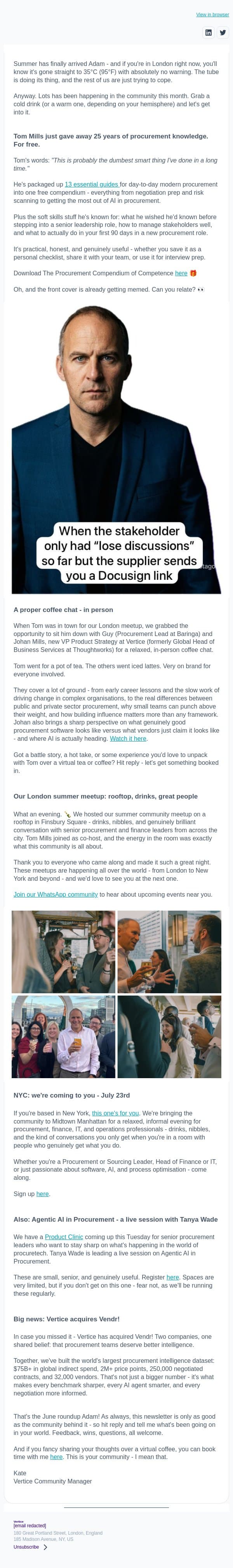 Your June procurement community roundup Adam 🍉 email from Vertice screenshot