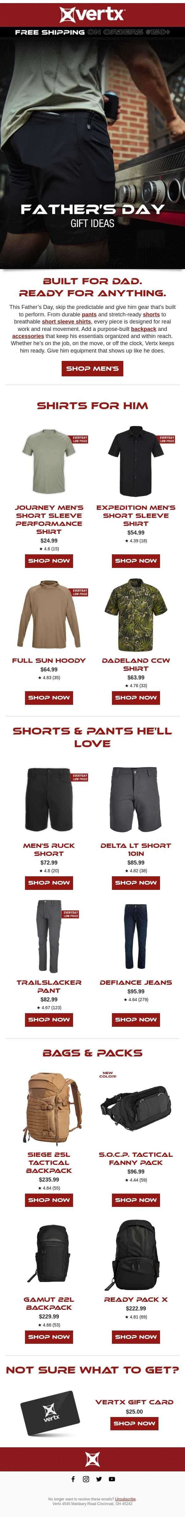 Father's Day Gift Ideas! email from Vertx screenshot