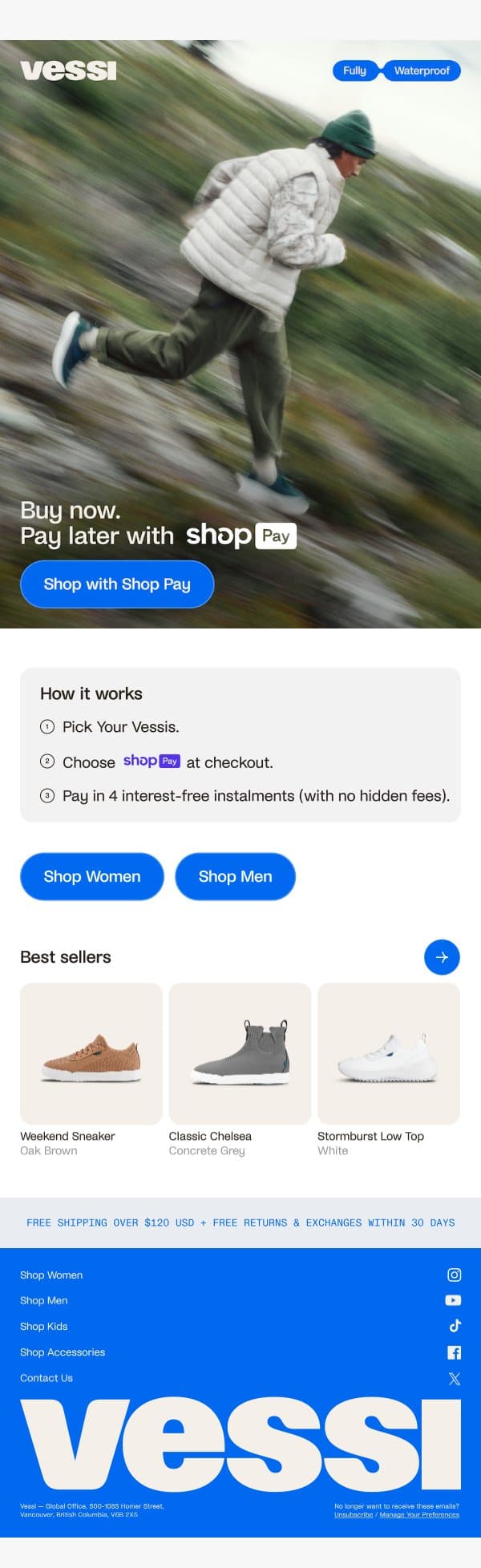 💧 Get Vessis with Shop Pay email from Vessi screenshot