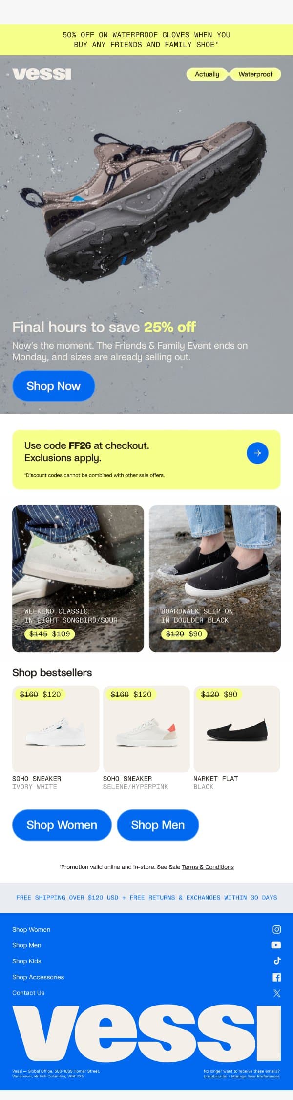 💧Your size might not be there tomorrow email from Vessi screenshot