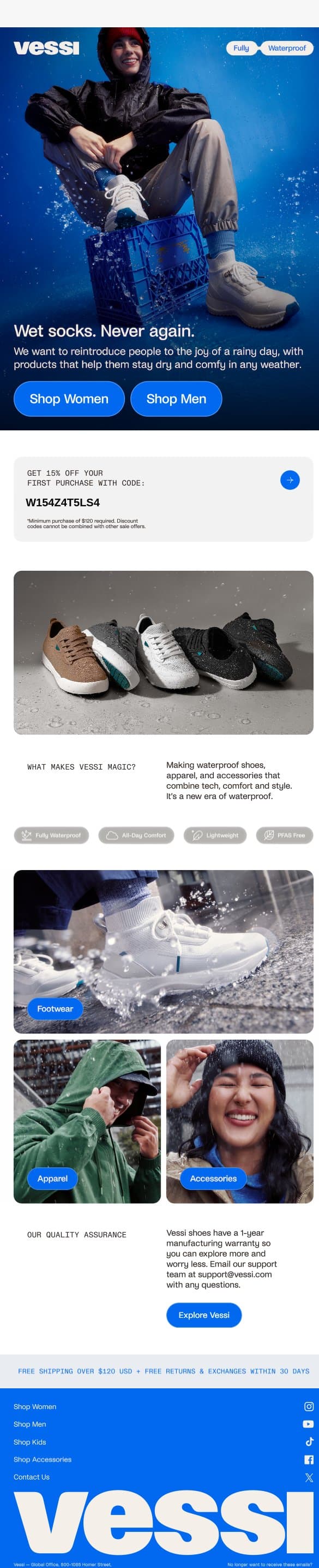 💧 See ya never, wet socks email from Vessi screenshot