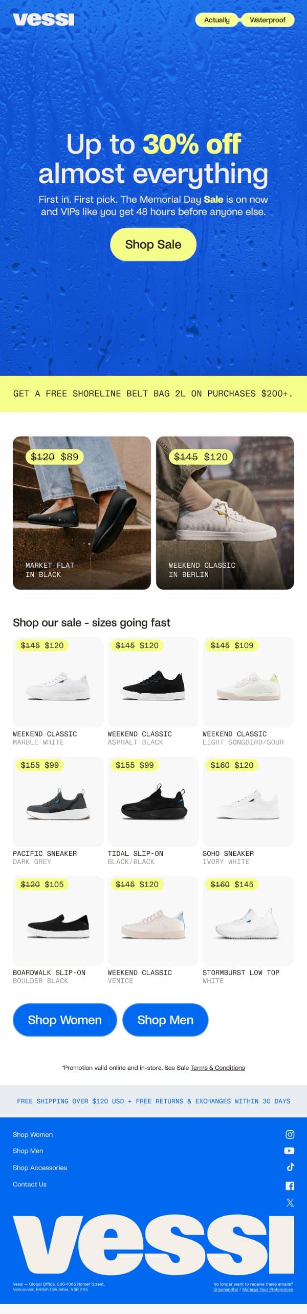 💧Save up to 30% off starts now email from Vessi screenshot