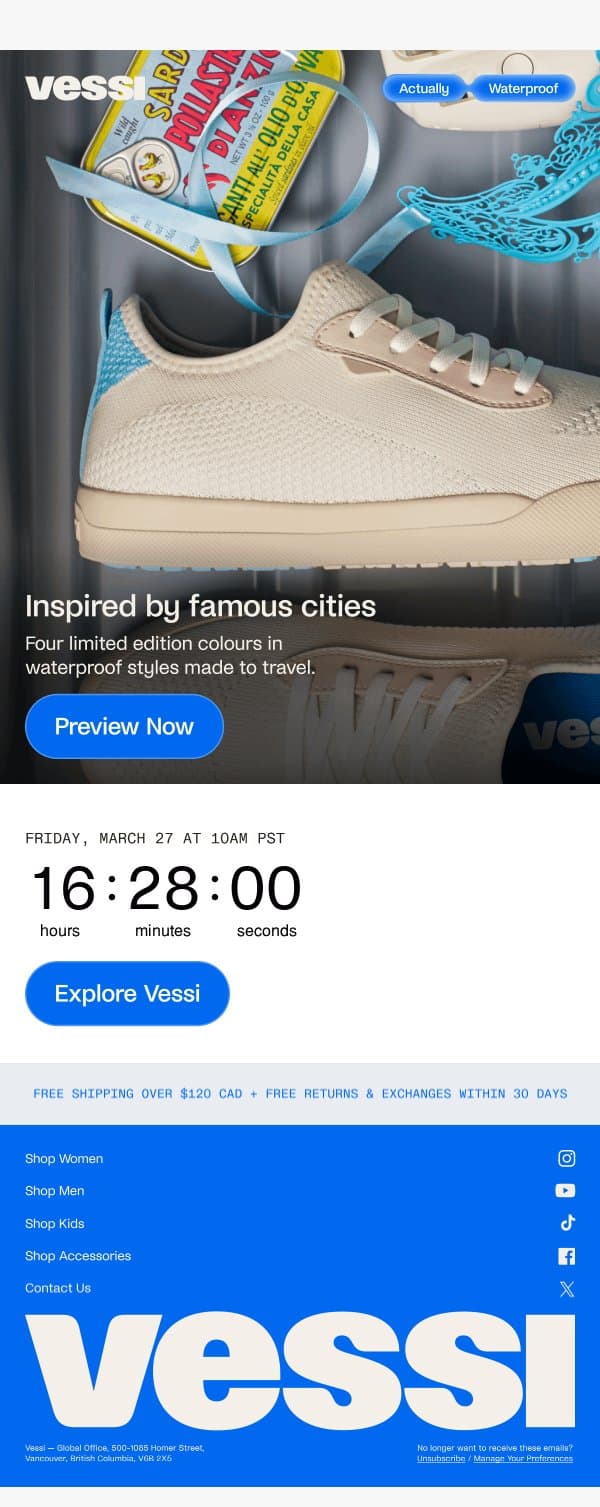 💧Arriving soon: limited edition shoes email from Vessi screenshot